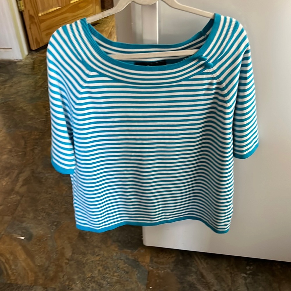 Sag Harbor Striped Scoop Neck Sweater XL
